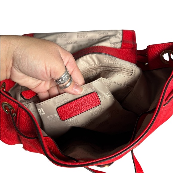 NWT Michael Kors Red Backpack with Gold Hardware - Picture 6 of 16